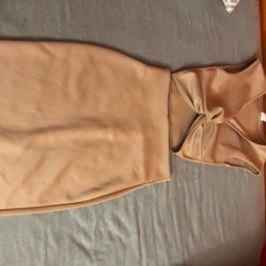 Nude two piece, skirt and crop top set